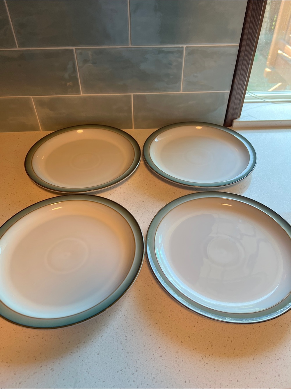 Denby Dinner Plates 4 Regency Green - Picture 3 of 8